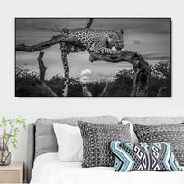 Gyvūnas Juodai Baltas Laukinis Leopardas Drobės Tapyba Plakatai ir Spaudiniai Sienų Paveikslai Cuadros Svetainė Namų Dekoravimas Be Rėmo 20*40cm