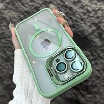 Magnetic For Magsafe Glass Lens Protector Phone Case For iPhone 16 16e 15 14 13 12 11 Pro Max Funda Shockproof Stand Back Cover For iPhone 13