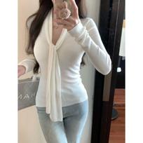 Women's Slim V-Neck Sweater - Versatile, Elegant Early Spring Wear One Size balta