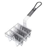3 Shells V Shape Taco Fry Basket with Grip Handle Stainless Steel Dishwasher Safe Tortilla Fry L