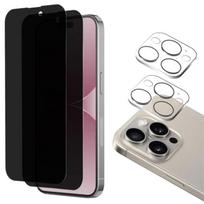Anti-Spy Tempered Glass for iPhone 15 PRO MAX and Camera Protection [Pack 2] Phonillico® Protective Glass Film juoda