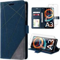 Coque - E.F.CONNECTION - Pour Xiaomi Redmi A3 - Souple - Etui Rétro en Cuir PU - 2 Verres Trempés
