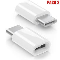 Set of 2 USB Type-A Female to Type-C Male Connector Adapters White