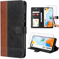 Coque à Rabat pour Xiaomi Redmi 10C Marron Effet Cuir Bicolore + 2 Verres Trempés