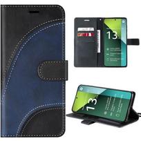 Case for Xiaomi Redmi Note 13 Pro 5G (not for 4G), Anti-Scratch 360 Degree Protection Two-Tone PU Leather Black-Navy Blue