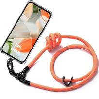 Case - for Google Pixel 9 Pro XL - Transparent - Shockproof - Removable Orange Lanyard