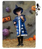 Helovino naujieji vaikų mago vaidmens kostiumai Cos Magas apsiausto pasirodymas Disfraz Halloween Para Mujer Disfraz Halloween Niña S 90-110cm mėlyna