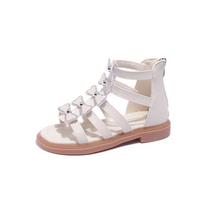 Sandalias Gril Shoes 2024 Summer New Child Roman Shoes Sandals for Girls Korea Hollow Out Princess Shoes Bowknot Girls' Sandals 23 insole(14.6cm) smėlis