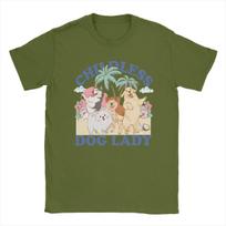 Men's Childless Dog Lady Cat Lady Funny Vote 2024 T Shirt Cotton Clothing Short Sleeve Crew Neck Tee Shirt Gift Idea T-Shirt S armijos žalia spalva