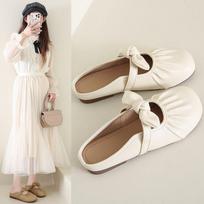 Soft-soled bag head slippers women's lazy shoes 2025 spring new French bow one-pedal half-support single shoes 35