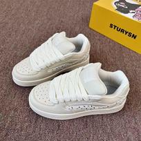 Hong Kong style platform cream bread shoes women's ins tide 2025 spring new little white shoes versatile sports and leisure board shoes 35