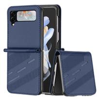 Odinis atverčiamas dėklas Samsung Galaxy Z Flip 6 5 4 3 su kreditinių kortelių skyriumi, telefono krepšio dangtelis, atsparus smūgiams | Klasikinis verslo stilius | 8 spalvos For Samsung Z Flip 6 mėlyna