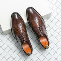 Britain Gentleman Fashion New Men Pointed Black Brown Lace Up Casual Shoes New Male Formal Wedding Dress Footwear Zapatos Hombre 38 ruda