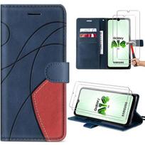 Case for Samsung Galaxy A14 4G-5G - BOOLING - Two-tone in PU Leather and TPU - Navy Blue-Red raudona