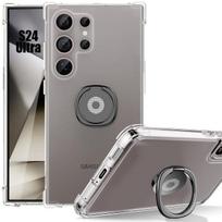 Case for Samsung Galaxy S24 Ultra, Transparent Shockproof Silicone Protection with Black Ring Holder juoda