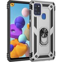 Coque pour Samsung Galaxy A21s Nouveau Robuste Anneau Support [Fonctionne avec Support De Voiture Magnétique] Étui Housse, Argent