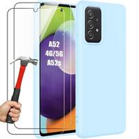 Case - Booling - for Samsung Galaxy A52/A52s 5G - Silicone TPU - Shockproof - Anti-Scratch - Sky Blue - 2 Glasses mėlyna