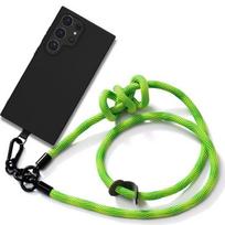 Protective case for Samsung Galaxy S24 Ultra - BOOLING - Soft Black Silicone - Sturdy Green Lanyard juoda