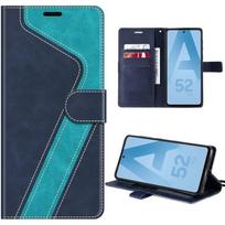 Case for Samsung Galaxy A52s 5G and A52 5G-4G, Blue, Shockproof PU Leather Protection with Card Holder and Stand, Stylish Pattern mėlyna