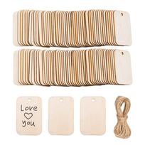 52x34mm Rankų darbo medinis kalėdinis pakabukas su džiutine virvele 10m hemp rope