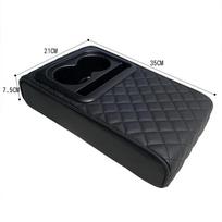 Car Armrest Box Booster Cushion Universal Center Console Armrest Pillow Pad PU Leather Multi-function with Cup Holder Card Slot