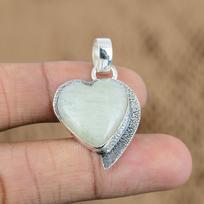 Easter Deal Natural Amazonite 925 Silver Sister Heart Unique Handmade Pendant
