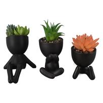 3PCS Set Artificial Potted Succulents Plant Mini Table Shelf Decor Faux Succulents Plant for Home juoda
