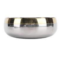 Large Serving Bowl SUS304 Stainless Steel 380ml Gold Rim Decorative Fruit Bowl for Entertaining