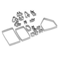18Pcs/Set Stainless Steel Cookies Cutter Biscuits Mold Gingerbread House Mold DIY Baking Tool gray