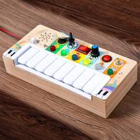Medinis vaikiškas elektroninis aštuonių tonų pianinas su jungikliu, užimta lenta, simuliacija, LED šviesos grandinė, edukacinis žaislas