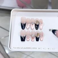 Hand-woven Armor Black Gold Jazz Three-dimensional Hand-painted Butterfly Leopard Print Cat Eye Style Pure Temperament Manicure Sticker extra small xs