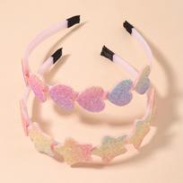 2pcs/set Rainbow Glitter Star Heart Hairband for Women Girls Lovely Party Gradient Hoop Headbands Headwear Kids Hair Accessories pink