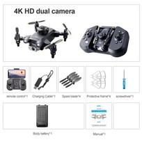 2025 m. Naujas Mini V30 Drone 4K Profesionalus HD kliūčių išvengimo aerofotografija su dviem fotoaparatais be šepetėlių, keturių rotorių, dovanų žaislinis orlaivis vaikams Dual cameras 1 battery juoda