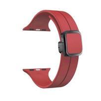 Magnetinis dirželis Apple Watch Series 9 8 7 6 SE 5 4 3 2 1 45mm 44mm 42mm 41mm 40mm, silikoninis sportinis dirželis iWatch Ultra 2 49mm 42mm 44mm 45mm 49mm raudona