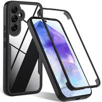 360 viso korpuso ekrano apsauga, skaidrus dėklas Samsung Galaxy S25 S24 S23 S22 Ultra S25 Plus S23 FE, smūgiams atsparus telefono dangtelis S25 juoda