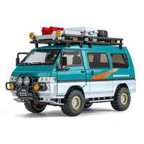 1:24 mastelio Mitsubishi Delica Kemperis MPV Žaislinio automobilio modelis Metalinis transporto priemonės miniatiūra Atitraukiamas garsas ir šviesa Kolekcija Dovana vaikui žalia