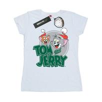 Tom And Jerry Womens/Ladies Christmas Greetings Cotton T-Shirt M balta