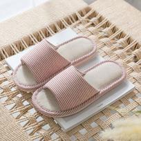 Linen slippers women's four-season indoor household silent sweat-absorbing wear-resistant non-slip spring and autumn cotton and linen slippers men ◑㊣㊣36-37㊣㊣◑