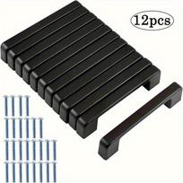12 vnt. 96 mm (3.78 colio) Atstumas tarp skylių spintelės rankenėlės, patvarios metalinės stalčių rankenėlės su varžtais – atsparios korozijai ir universalios 12-Pack juoda