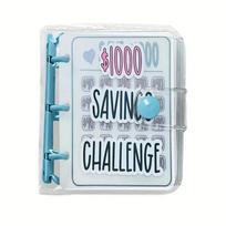 Savings Challenge Binder $ 1000 Money Savings Challenges Book Cash Budget Storage Loose-leaf Notebook Envelope Savings Challenge mėlyna