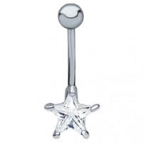 Rhinestone Pentagram Surgical Steel Belly Navel Ring Barbell Body Piercing Jewelry KTJ balta