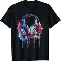 Ausinės Muzika DJ Beatmaker Techno Splash House Muzika EDM Marškinėliai S juoda
