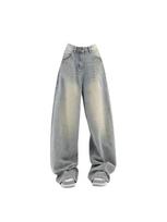 2000s Vintage Baggy Blue Jeans Women Y2k Harajuku High Waist Denim Trousers Female Retro Fashion 90s Aesthetic Wide Pants New S šviesiai mėlyna spalva