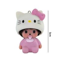Monchhichi Kitty Keychains Sanrio Hello Kitty Pouch Charm Adorable Cartoon Keychain Phone Chain girls' Birth Date Present Monchichi Decor green