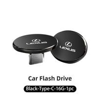 Car USB Type-C Flash Drive Mini Memory Stick Music Device Accessories For Lexus CT ES GS NX IS250 CT200h IS300h ES300h RX400h NX