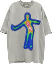 Aelfric Eden Mens Oversized T Shirts Tees Distorted Portrait Print Crew Neck Cotton Tops Streetwear Casual Shirt S įvairiaspalvis