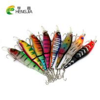 Daugiajungčių žvejybos masalų rinkinys HENGJIA plastikinis Minnow Crankbait Lifelike lydekos žvejybos reikmenys 10 vnt. black