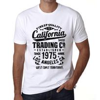 Vyriški vintažiniai marškinėliai Grafiniai marškinėliai California Trading 1975 balti XS balta
