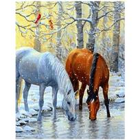 Full 5D Diy Diamond Painting Pony Drinking Water Embroidery Cross Stitch Home Decor Handmade Gift 25x30cm