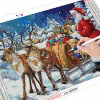 Full Square round Drill Diamond Painting Christmas Santa Claus Craft Kit 5D Diamond Embroidery Landscape Mosaic Handmade Gift Full Round (20X30CM) gray